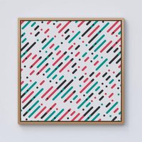 Warren Reed - Designer Overlapping Coloured Diagonal Lines Framed Canvas in Light Brown | Size: W16" x H16"