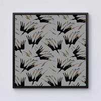 Warren Reed - Designer Black & Gold Fire Bird Silhouettes Framed Canvas | Size: W16" x H16"