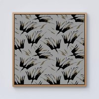 Warren Reed - Designer Black & Gold Fire Bird Silhouettes Framed Canvas in Light Brown | Size: W30" x H30"