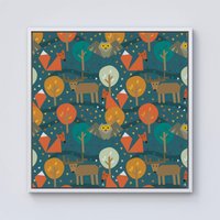 Warren Reed - Designer Wild Nightlife Framed Canvas in Off-White | Size: w40 inch x h40 inch