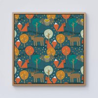 Warren Reed - Designer Wild Nightlife Framed Canvas in Light Brown | Size: w40 inch x h40 inch
