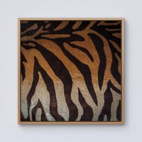 Warren Reed - Designer Tiger Skin Print Framed Canvas in Light Brown | Size: W16" x H16"