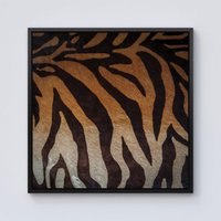 Warren Reed - Designer Tiger Skin Print Framed Canvas in Black | Size: w40 inch x h40 inch