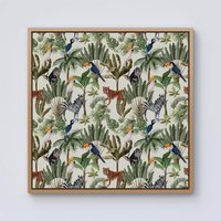 Warren Reed - Designer Exotic Trees & Animals Framed Canvas in Light Brown | Size: w10 inch x h10 inch