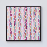 Warren Reed - Designer Vertical Abstract Brush Pattern Framed Canvas in Black | Size: w10 inch x h10 inch
