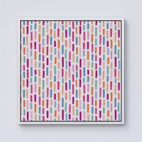 Warren Reed - Designer Vertical Abstract Brush Pattern Framed Canvas in Off-White | Size: W30" x H30"