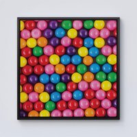 Warren Reed - Designer Brightly Colored Gum Balls Framed Canvas in Black | Size: w10 inch x h10 inch