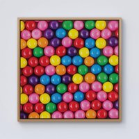 Warren Reed - Designer Brightly Colored Gum Balls Framed Canvas in Light Brown | Size: w10 inch x h10 inch