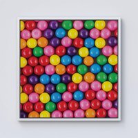 Warren Reed - Designer Brightly Colored Gum Balls Framed Canvas in Off-White | Size: w40 inch x h40 inch