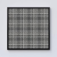 Warren Reed - Designer Monochrome Textured Checked Pattern Framed Canvas in Black | Size: w40 inch x h40 inch