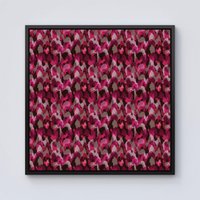 Warren Reed - Designer Modern Pink Animal Print Framed Canvas in Black | Size: W16" x H16"