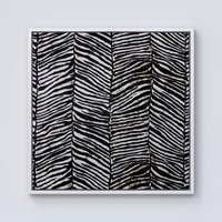 Warren Reed - Designer Zebra Pattern Framed Canvas in Off-White | Size: w10 inch x h10 inch