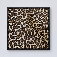 Warren Reed - Designer Leopard Hide Print Framed Canvas in Black | Size: w10 inch x h10 inch