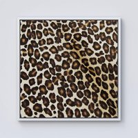 Warren Reed - Designer Leopard Hide Print Framed Canvas in Off-White | Size: W30" x H30"