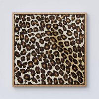 Warren Reed - Designer Leopard Hide Print Framed Canvas in Light Brown | Size: W30" x H30"