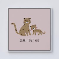 Warren Reed - Designer Roar Love You Framed Canvas in Off-White | Size: W30" x H30"