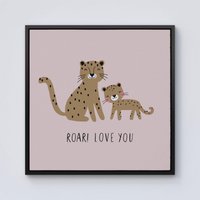 Warren Reed - Designer Roar Love You Framed Canvas in Black | Size: w40 inch x h40 inch