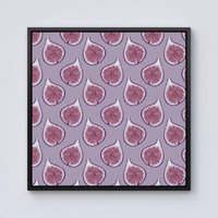 Warren Reed - Designer Modern Fig Pattern Framed Canvas in Black | Size: W16" x H16"