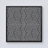 Warren Reed - Designer Oblique Black Grunge Pattern Framed Canvas | Size: W30" x H30"