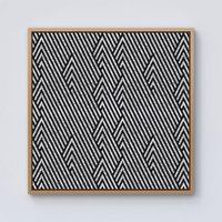 Warren Reed - Designer Oblique Black Grunge Pattern Framed Canvas in Light Brown | Size: W30" x H30"