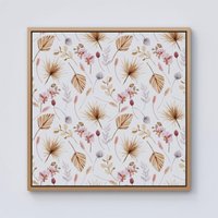 Warren Reed - Designer Watercolour Orchids Framed Canvas in Light Brown | Size: W30" x H30"