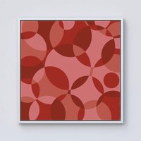 Warren Reed - Designer Red Circle Pattern Framed Canvas in Off-White | Size: w10 inch x h10 inch