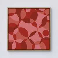 Warren Reed - Designer Red Circle Pattern Framed Canvas in Light Brown | Size: w10 inch x h10 inch