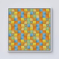 Warren Reed - Designer Baby Watercolour Blanket Pattern Framed Canvas in Off-White | Size: W16" x H16"