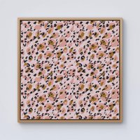 Warren Reed - Designer Hand Drawn Pink Leopard Print Framed Canvas in Light Brown | Size: W16" x H16"