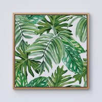 Warren Reed - Designer Exotic Rainforest Leaves Framed Canvas in Light Brown | Size: w40 inch x h40 inch