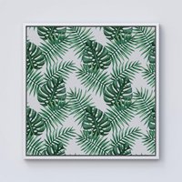 Warren Reed - Designer Watercolour Tropical Leaves Framed Canvas in Off-White | Size: w10 inch x h10 inch