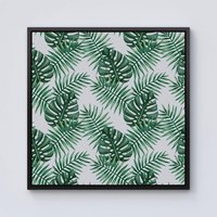Warren Reed - Designer Watercolour Tropical Leaves Framed Canvas in Black | Size: w10 inch x h10 inch