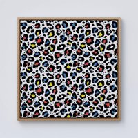 Warren Reed - Designer Coloured Leopard Print Framed Canvas in Light Brown | Size: W30" x H30"