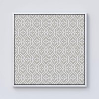 Warren Reed - Designer Abstract Ornament Pattern Framed Canvas in Off-White | Size: W16" x H16"