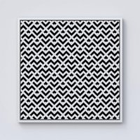 Warren Reed - Designer Black & White Abstract Pattern Framed Canvas in Off-White | Size: w10 inch x h10 inch