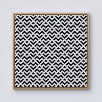 Warren Reed - Designer Black & White Abstract Pattern Framed Canvas in Light Brown | Size: W16" x H16"