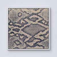 Warren Reed - Designer Snake Skin Framed Canvas in Off-White | Size: W16" x H16"