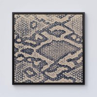 Warren Reed - Designer Snake Skin Framed Canvas in Black | Size: W16" x H16"