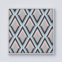 Warren Reed - Designer Zig Zag Abstract Pattern Framed Canvas in Off-White | Size: w10 inch x h10 inch