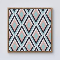 Warren Reed - Designer Zig Zag Abstract Pattern Framed Canvas in Light Brown | Size: w10 inch x h10 inch