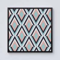 Warren Reed - Designer Zig Zag Abstract Pattern Framed Canvas in Black | Size: w40 inch x h40 inch