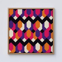Warren Reed - Designer Coloured Abstract Pattern Framed Canvas in Light Brown | Size: W30" x H30"