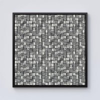 Warren Reed - Designer Irregular Sketched Block Textured Framed Canvas in Black | Size: W30" x H30"