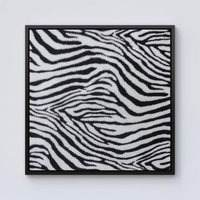 Warren Reed - Designer Zebra Texture Pattern Framed Canvas in Black | Size: W16" x H16"