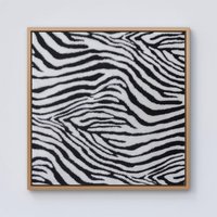 Warren Reed - Designer Zebra Texture Pattern Framed Canvas in Light Brown | Size: W16" x H16"