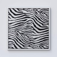 Warren Reed - Designer Zebra Texture Pattern Framed Canvas in Off-White | Size: W30" x H30"