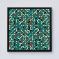 Warren Reed - Designer Geometric Pattern Design Framed Canvas in Black | Size: w40 inch x h40 inch