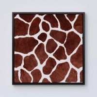 Warren Reed - Designer Giraffe Spots Print Framed Canvas in Black | Size: w10 inch x h10 inch