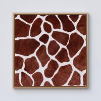 Warren Reed - Designer Giraffe Spots Print Framed Canvas in Light Brown | Size: w10 inch x h10 inch