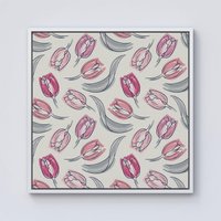 Warren Reed - Designer Tulips Framed Canvas in Off-White | Size: W30" x H30"
